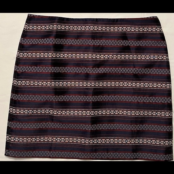 Ann Taylor LOFT blue and burgundy horizontal striped skirt - Picture 1 of 4